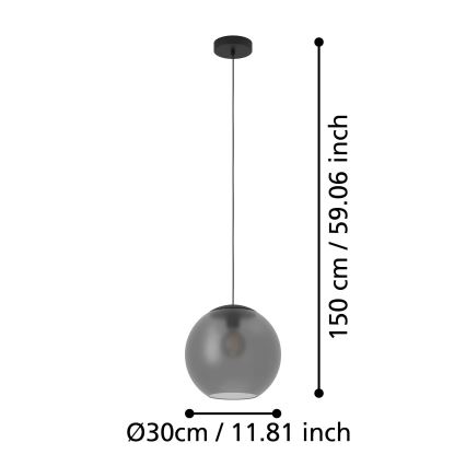 Eglo - Csillár zsinóron 1xE27/40W/230V füstös