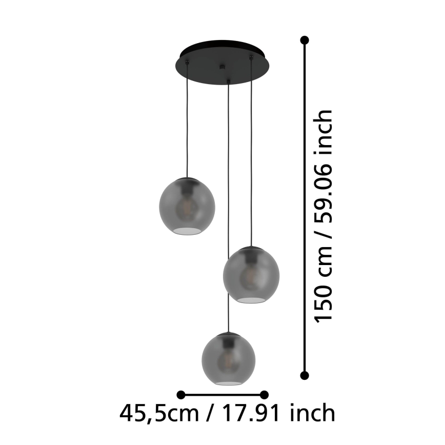 Eglo - Csillár zsinóron 3xE27/40W/230V füstös