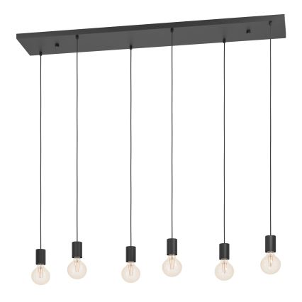Eglo - Csillár zsinóron 6xE27/40W/230V fekete