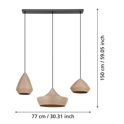 Eglo - Csillár zsinóron 3xE27/28W/230V bézs