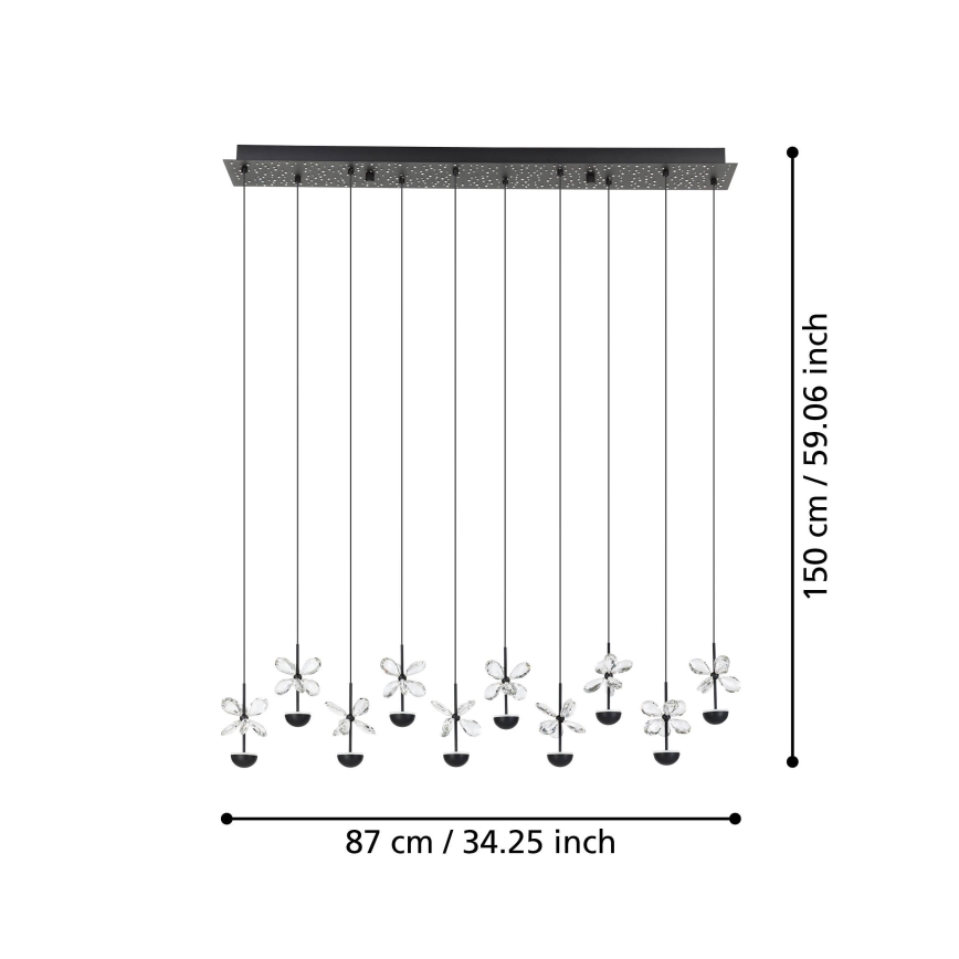 Eglo - LED Dimmelhető csillár zsinóron LED/23W/230V 3000K fekete