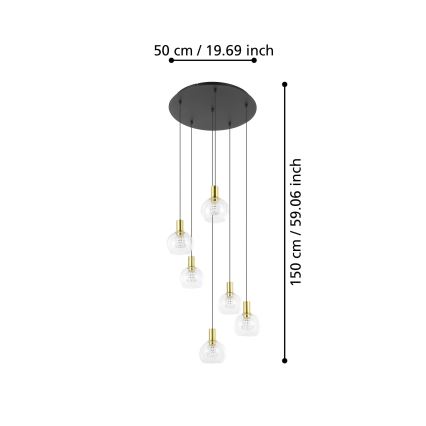 Eglo 390279 - LED Dimmelhető csillár zsinóron 6xLED/5,4W/230V 3000K átm. 54 cm arany