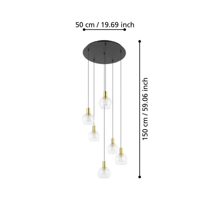 Eglo 390279 - LED Dimmelhető csillár zsinóron 6xLED/5,4W/230V 3000K átm. 54 cm arany