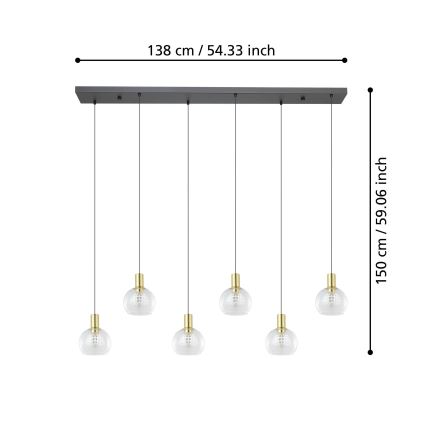 Eglo - LED Dimmelhető csillár zsinóron 6xLED/5,4W/230V 3000K arany