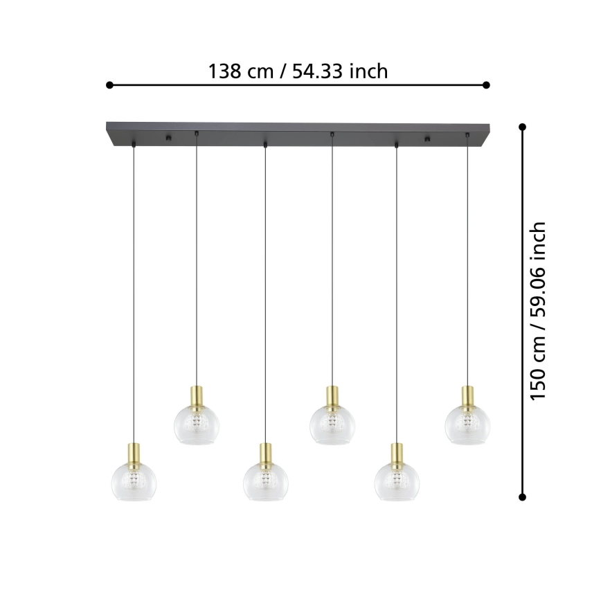 Eglo - LED Dimmelhető csillár zsinóron 6xLED/5,4W/230V 3000K arany