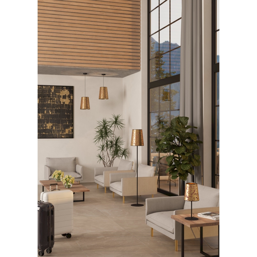 Eglo - Csillár zsinóron 1xE27/25W/230V arany/rózsaszín