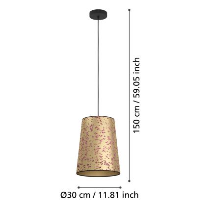 Eglo - Csillár zsinóron 1xE27/25W/230V arany/rózsaszín