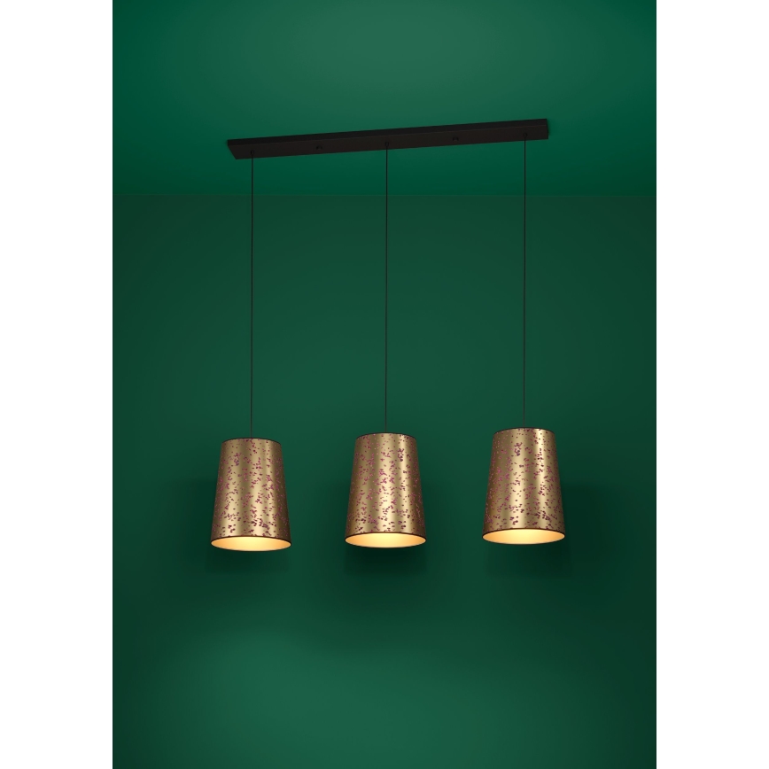 Eglo - Csillár zsinóron 3xE27/25W/230V arany/rózsaszín