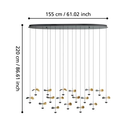 Eglo - LED Dimmelhető csillár zsinóron 17xLED/2,3W/230V 3000K