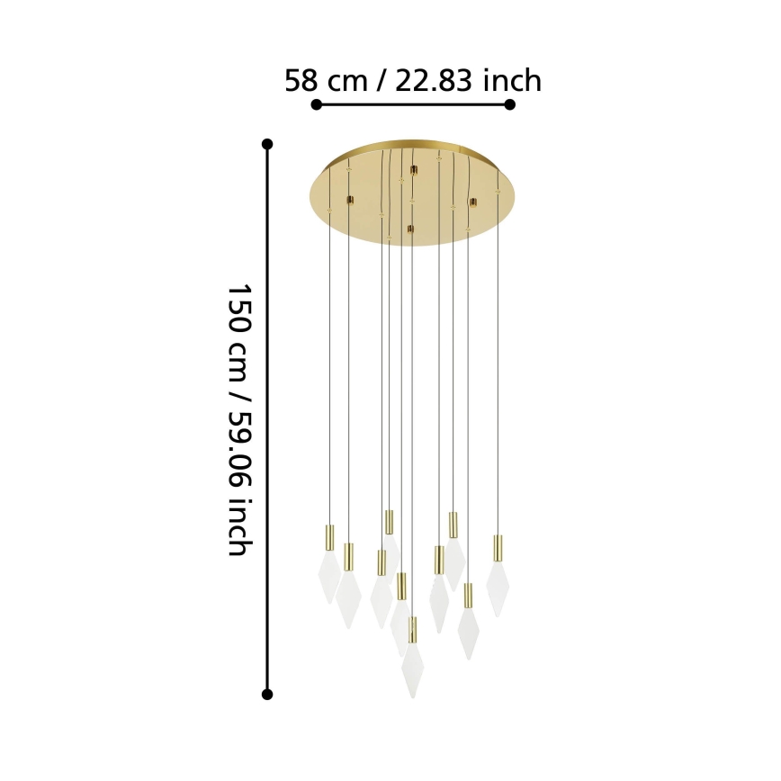 Eglo - LED Dimmelhető csillár zsinóron 10xLED/3W/230V 3000K átm. 58 cm arany