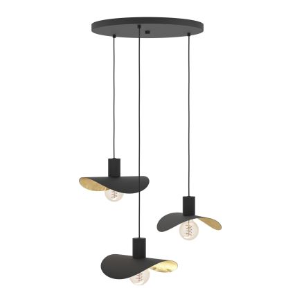 Eglo - Csillár zsinóron 3xE27/40W/230V fekete/arany