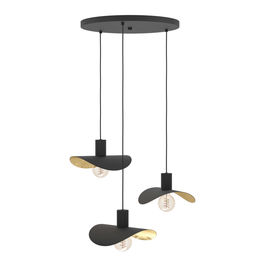 Eglo - Csillár zsinóron 3xE27/40W/230V fekete/arany