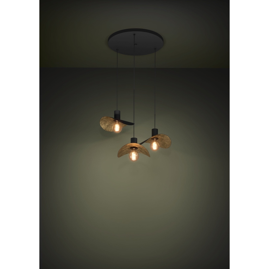 Eglo - Csillár zsinóron 3xE27/40W/230V fekete/arany