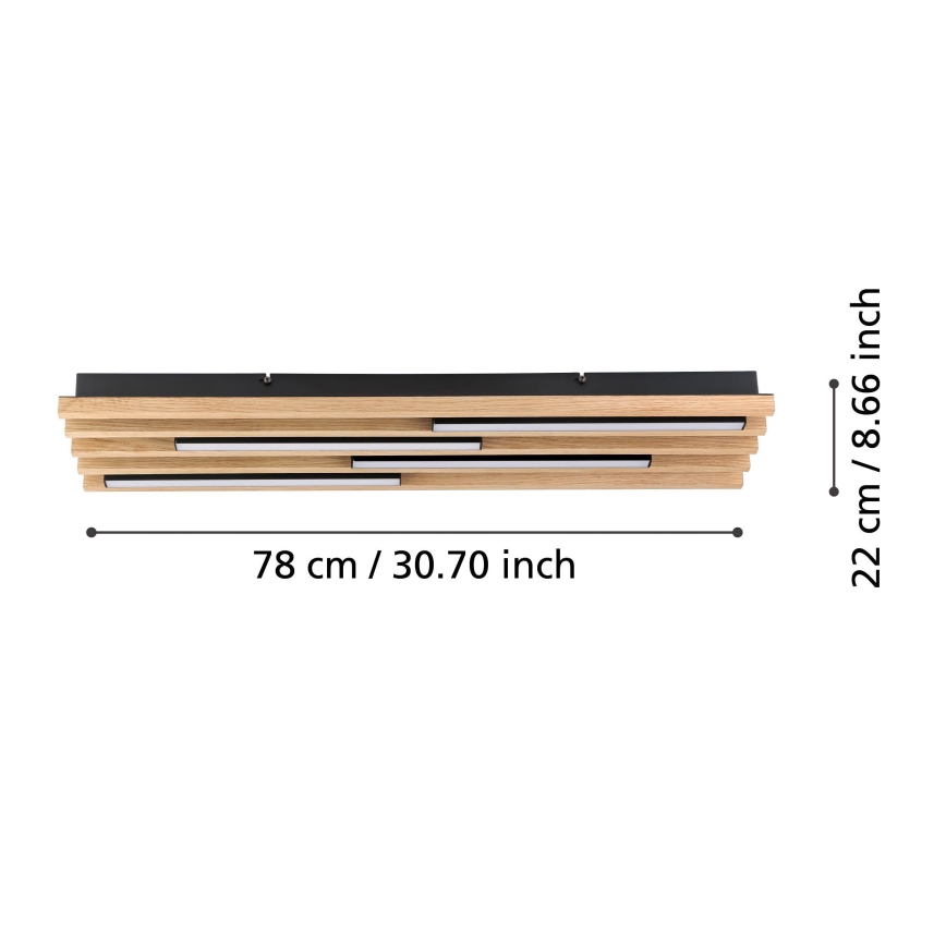 Eglo - LED Dimmelhető mennyezeti lámpa 4xLED/9W/230V 3000K 22x78 cm barna