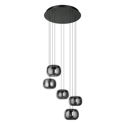 Eglo - LED dimmelhető kábeles csillár 5xLED/5,8W/230V fekete/füstszínű
