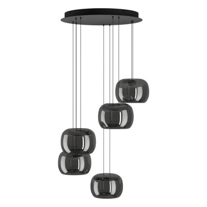 Eglo - LED dimmelhető kábeles csillár 5xLED/5,8W/230V fekete/füstszínű