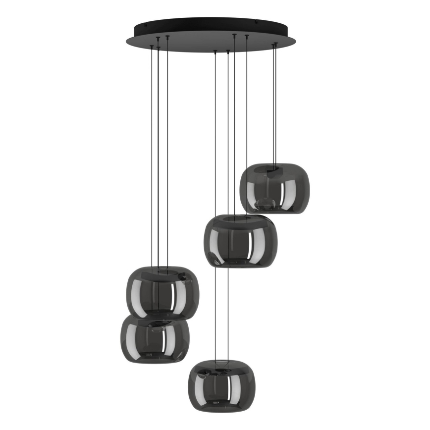 Eglo - LED dimmelhető kábeles csillár 5xLED/5,8W/230V fekete/füstszínű