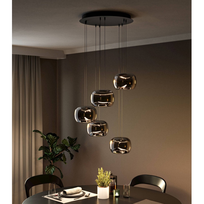 Eglo - LED dimmelhető kábeles csillár 5xLED/5,8W/230V fekete/füstszínű