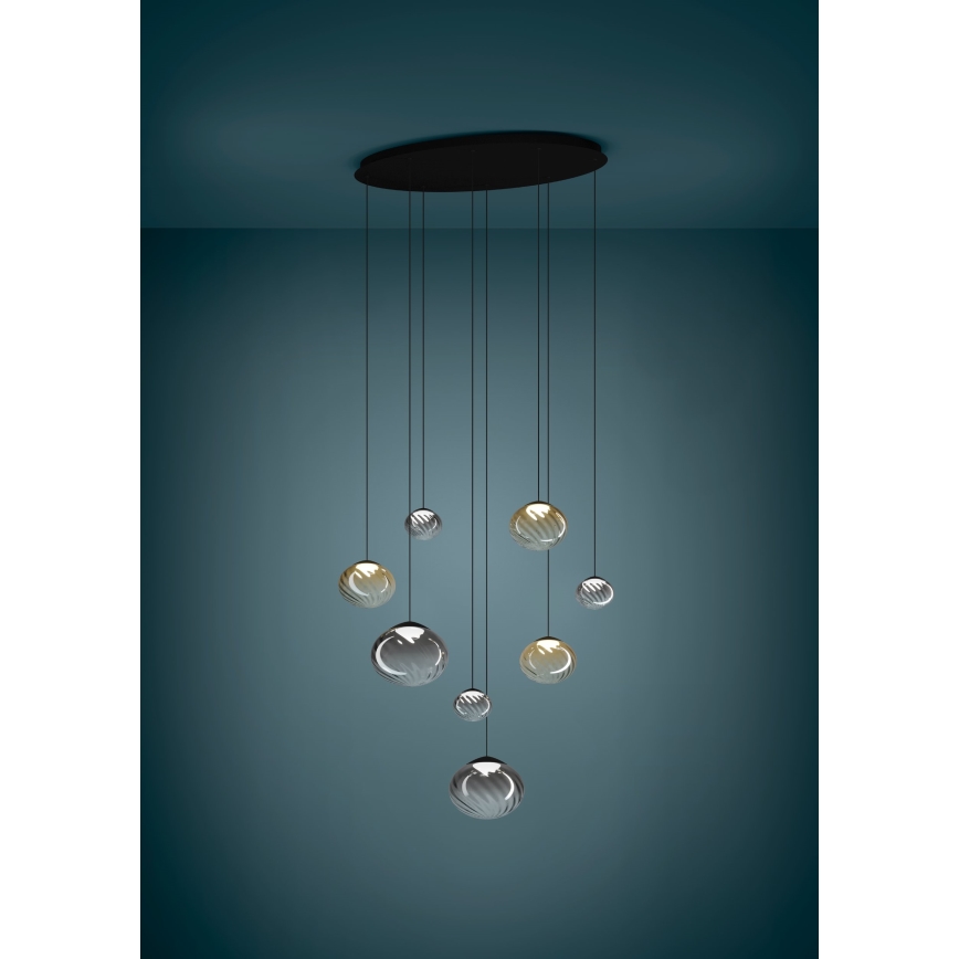 Eglo - LED fényerőszabályozható kábeles függeszték 8xLED/5,8W/230V 2200-6500K fekete/bézs/füstszínű + távirányító