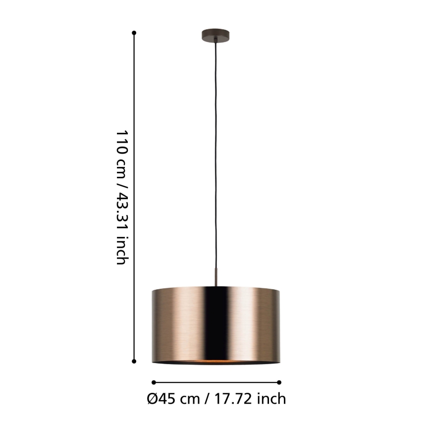 Eglo - Csillár zsinóron 1xE27/60W/230V réz
