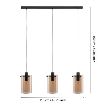 Eglo - Csillár zsinóron 3xE27/40W/230V