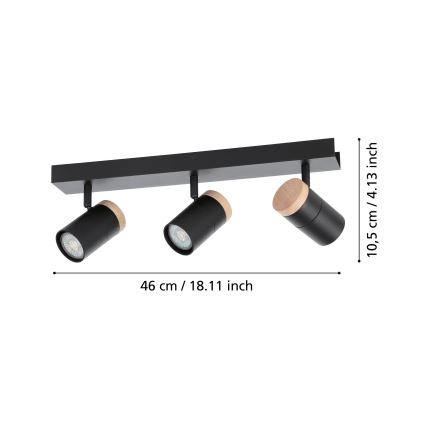 Eglo - LED Spotlámpa 3xGU10/4,5W/230V 3000K fekete/barna