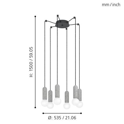 Eglo - Csillár zsinóron 6xE27/40W/230V pók