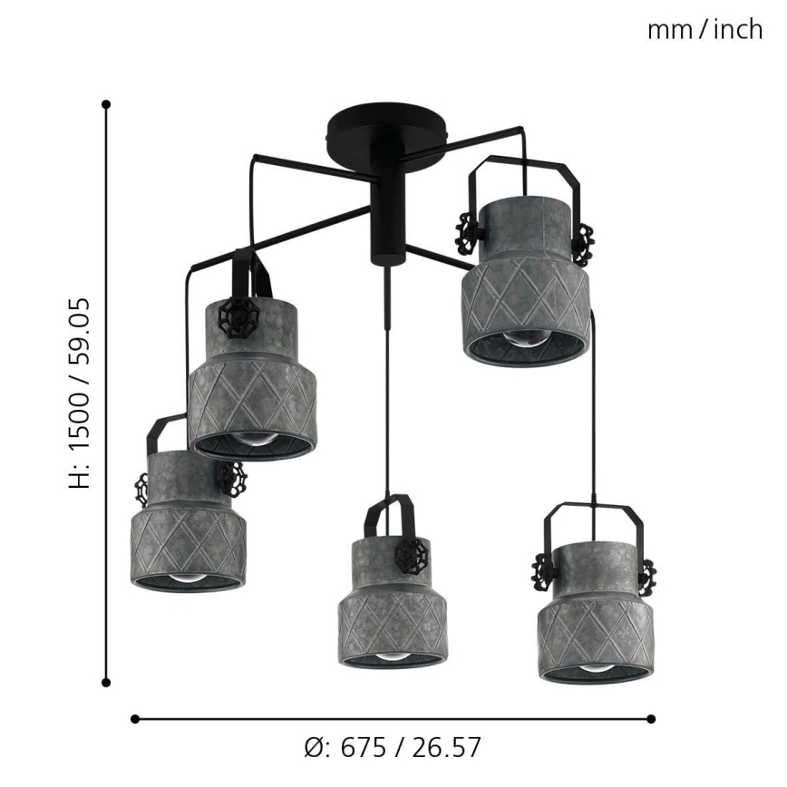 Eglo 39856 - HILCOTT felületre szerelhető csillár 5xE27/40W/230V