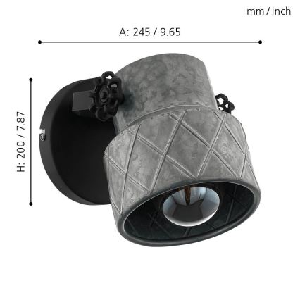 Eglo 39868 - HILCOTT fali lámpa 1xE27/40W/230V