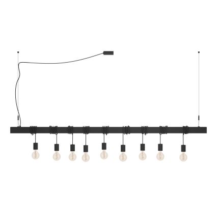 Eglo - Csillár zsinóron TOWNSHEND 9xE27/40W/230V fekete
