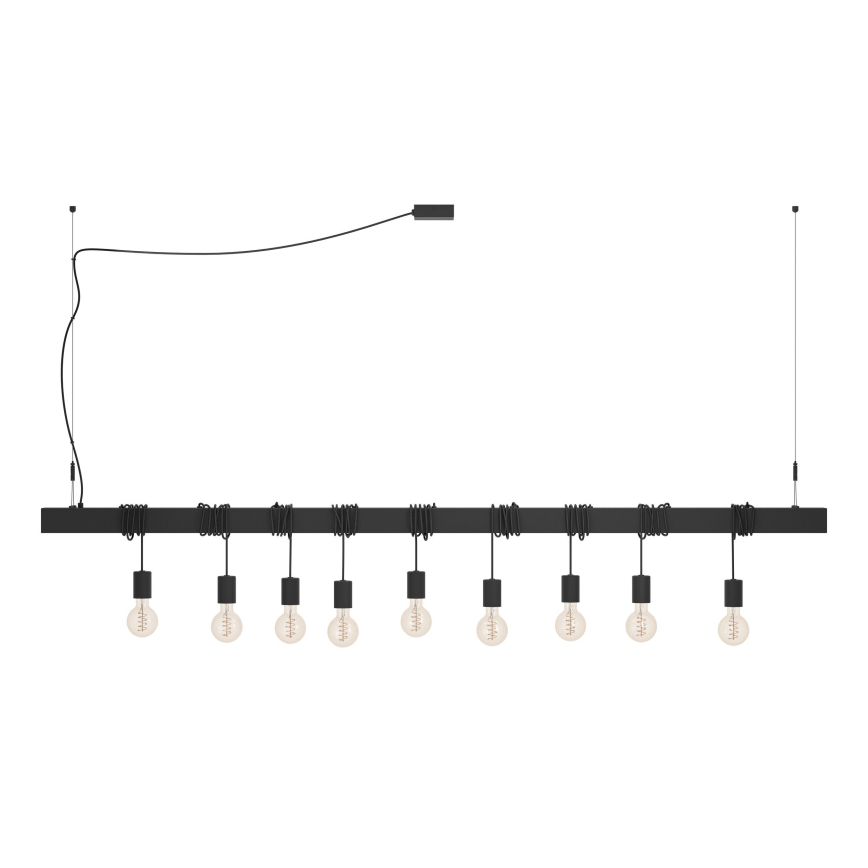 Eglo - Csillár zsinóron TOWNSHEND 9xE27/40W/230V fekete
