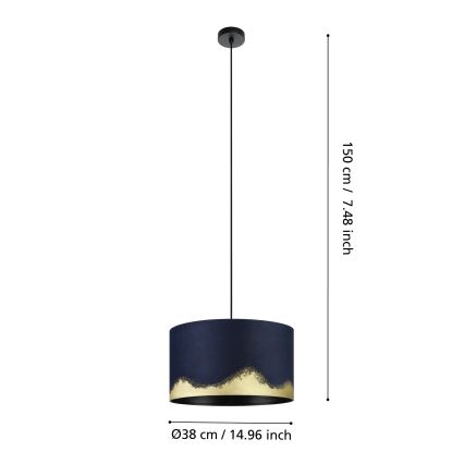 Eglo - Csillár zsinóron 1xE27/40W/230V átm. 38 cm kék/arany