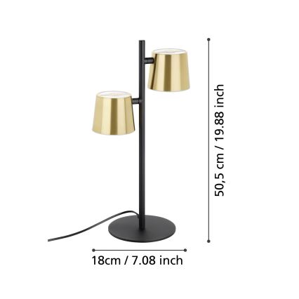 Eglo - LED Asztali lámpa 2xGU10/4,6W/230V 3000K arany