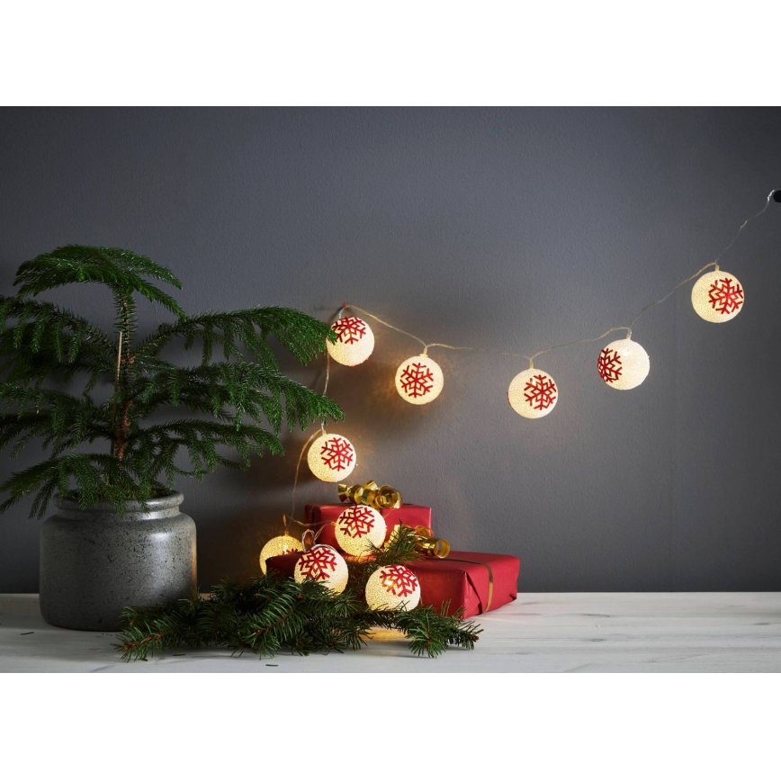 Eglo 411113 - LED füzér ORNAMENT 10xLED/3xAA 1,65m meleg fehér