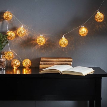 Eglo 411115 - LED fényfüzér GLITTER 10xLED/2xAA 1,65m meleg fehér