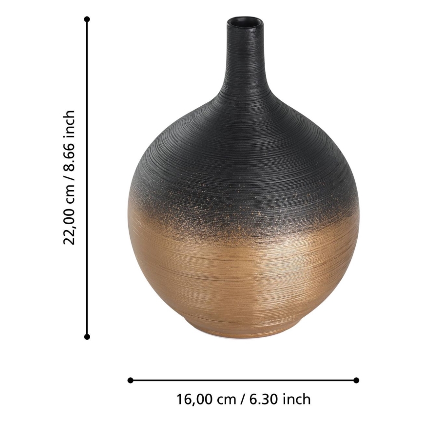 Eglo - Kerámia váza 22x16 cm fekete/arany