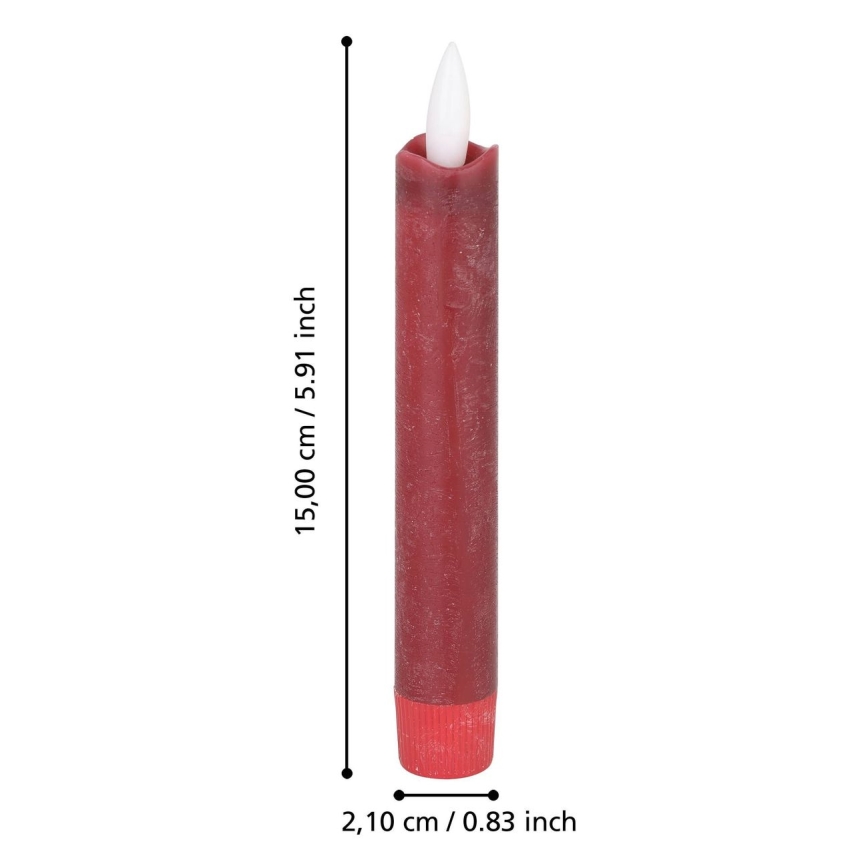 Eglo - KÉSZLET 2x LED Gyertya LED/1xAAA 15 cm piros