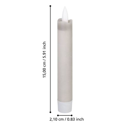 Eglo 422223 - KÉSZLET 2x LED Gyertya ANTANABE LED/1xAAA 15 cm szürke