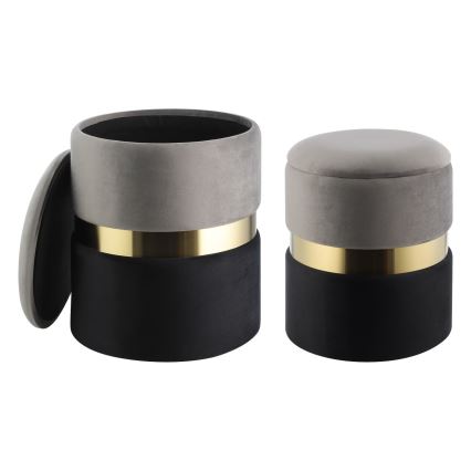 Eglo - KÉSZLET 2x Taburet átm. 31,5/36 cm szürke/fekete/arany