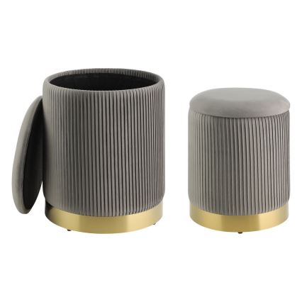 Eglo - KÉSZLET 2x Taburet átm. 31,5/36 cm szürke/arany