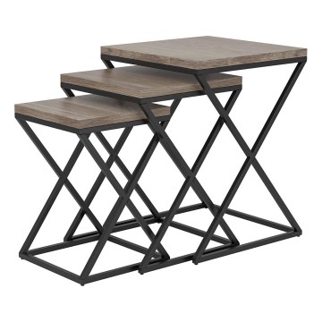 Eglo 424783 - 3 darabos CLONMANY oldalsó asztal szett, barna/fekete