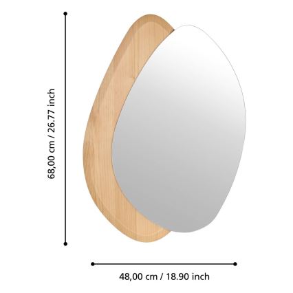 Eglo 425049 - Fali tükör LIOMA 68x48 cm fenyő/bézs