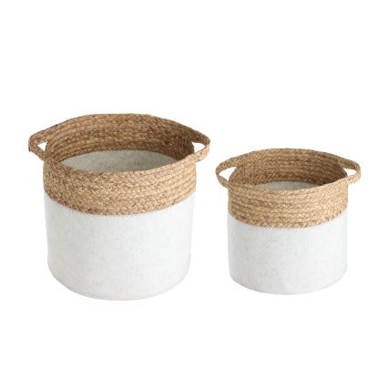 Eglo 426584 - 2 db-os NANAE dekorációs kosár 30x31 cm, fehér/bézs