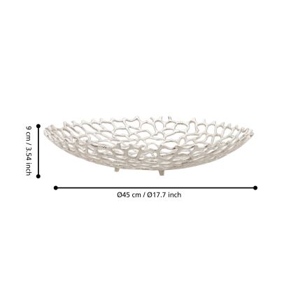Eglo 427488 - KIMITSU dísztál, átmérő 45 cm, ezüstszínű