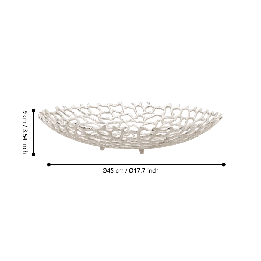 Eglo 427488 - KIMITSU dísztál, átmérő 45 cm, ezüstszínű