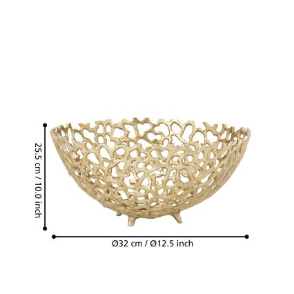 Eglo 427497 - KIMITSU dísztál, Ø 32 cm, aranyszínű