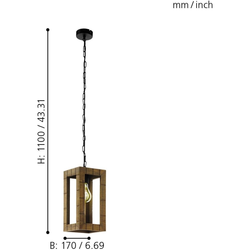 Eglo 43105 - TAKHIRA láncos csillár 1xE27/60W/230V juhar