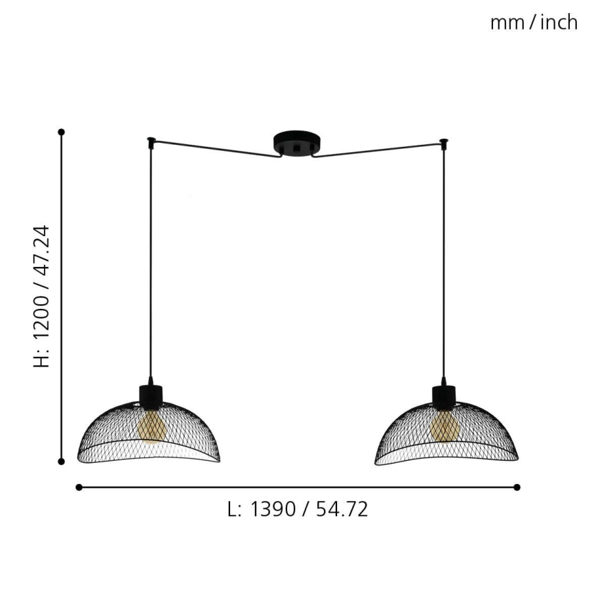 Eglo - Csillár zsinóron 2xE27/60W/230V pók