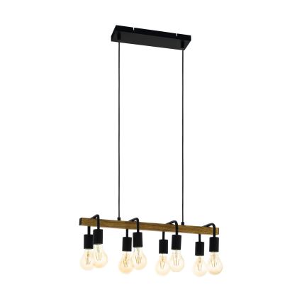 Eglo 43316 - ERRIBERA kábeles csillár 8xE27/40W/230V, tölgy/fekete
