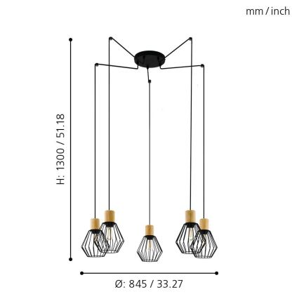 Eglo - Csillár zsinóron 5xE27/60W/230V pók